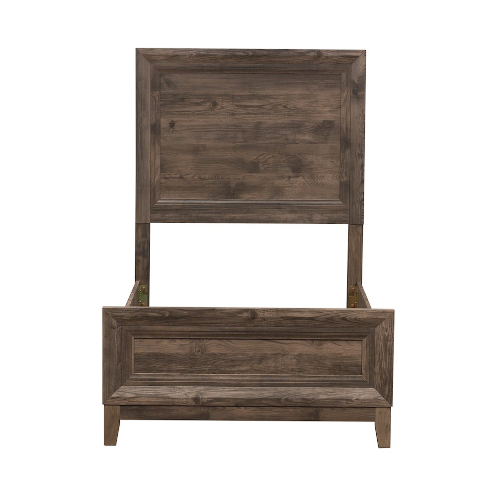 Twin Panel Bed in Rubberwood Solids w/ Paper Laminate