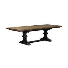 Harvest Home Trestle Table in Rubberwood Solids w/ Knotty White Oak Veneers