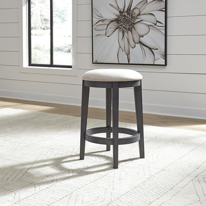 Ocean Isle Upholstered Console Stool in Slate w/ Weathered Pine