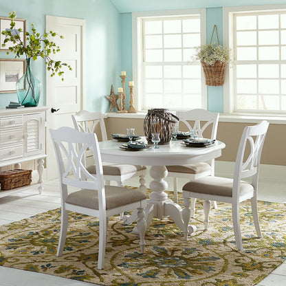 Summer House 5 Piece Pedestal Table Set in Poplar/Pine Solids w/ Wood Products