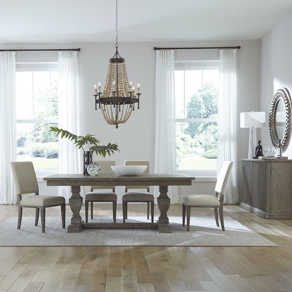 Westfield 5 Piece Trestle Table Set in Havana Brown color