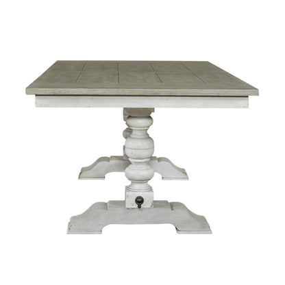 Whitney Trestle Table Set in Rubberwood Solids w/ Oak Veneers