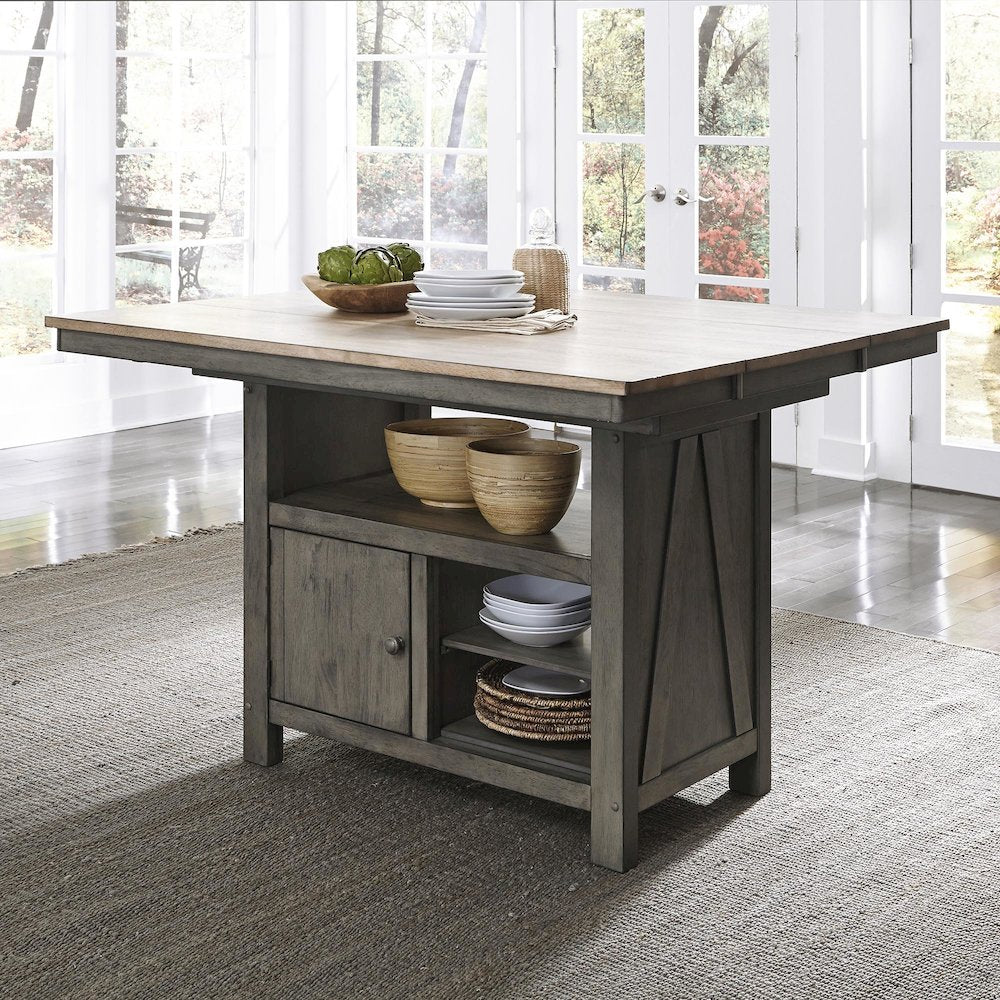 Lindsey Farm Kitchen Island in Rubberwood Solids & Veneers w/ MDF