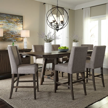 Opt 7 Piece Gathering Table Set in Rubberwood Solids and Acacia Veneers