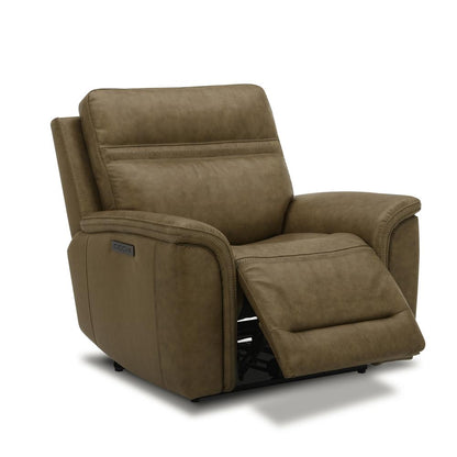 Cooper Swivel Glide Power Recliner, Power Headrest, Lumbar in Camel Leather