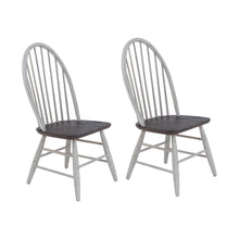 Farmhouse Windsor Back Side Chair- Set of 2 in Two Tone White w/ Wood Tone Top