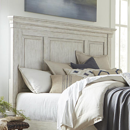 Heartland Queen Panel Headboard in Antique White w/ Tobacco Top