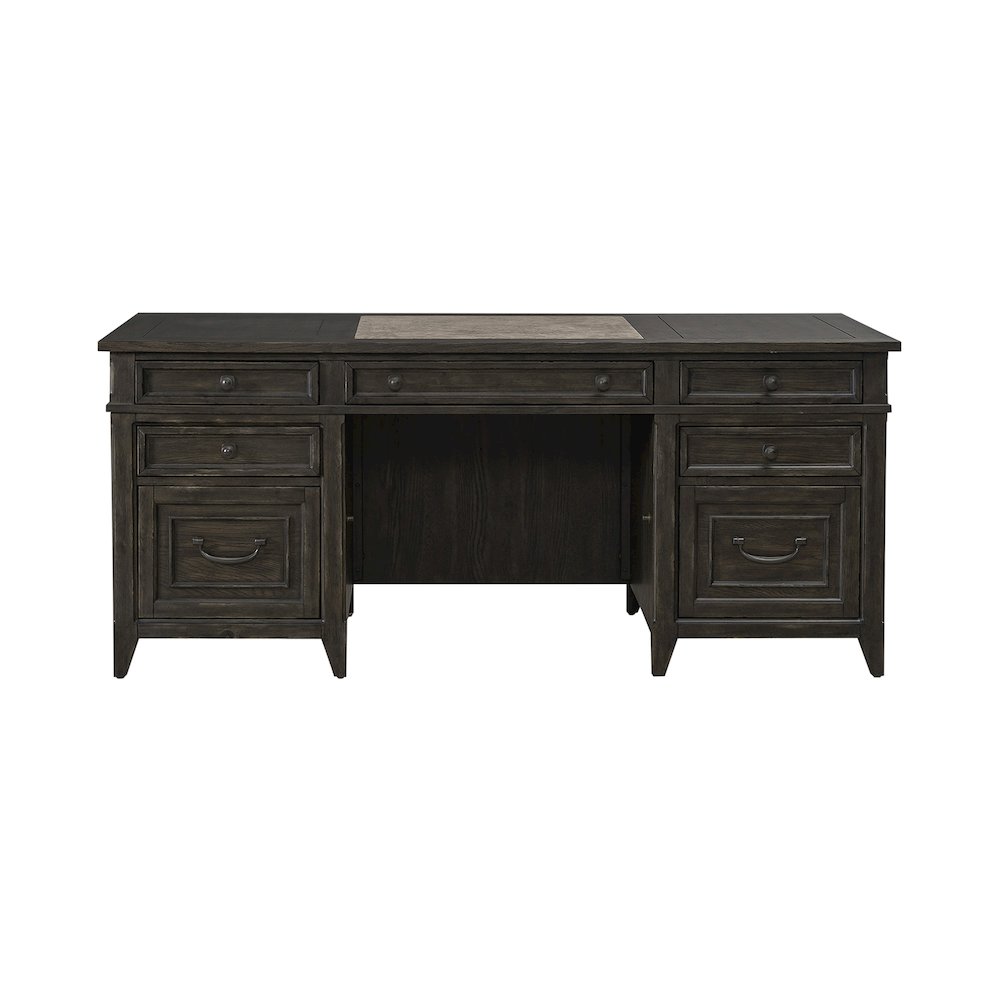 Executive Desk in Rubberwood Solids w/ Split Heart White Oak Veneers