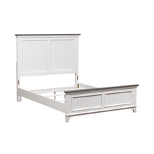 Full Panel Bed in Poplar & Rubberwood Solids w/ Cathedral White Oak Tops