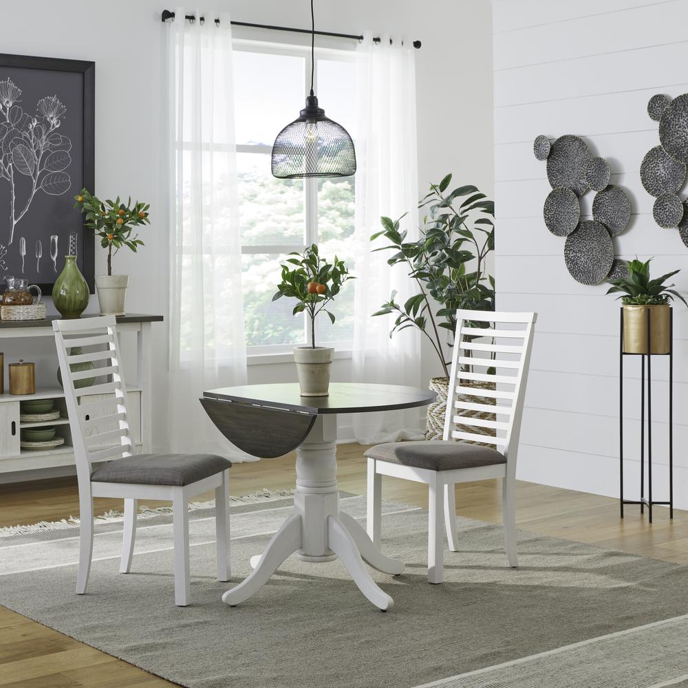 Brook Bay 3 Piece Drop Leaf Set - Textured White Finish in White
