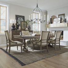7 Piece Trestle Table Set in Poplar & Rubberwood Solids w/ White Oak Veneers
