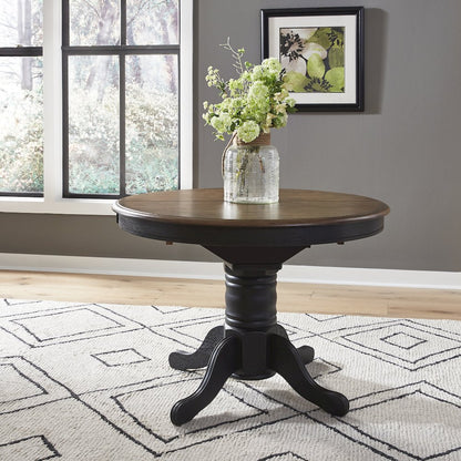 Pedestal Table Set- Black in Rubberwood Solids