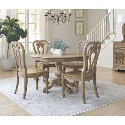 Magnolia Manor Opt 5 Piece Pedestal Table Set - Weathered Bisque