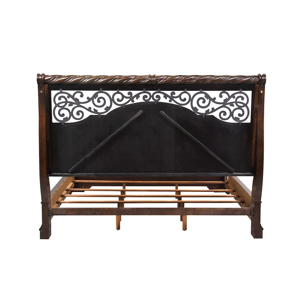 Arbor Place King California Sleigh Bed in Poplar Solids & Birch Veneers & Metal