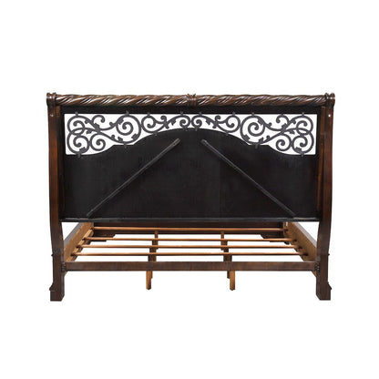 Arbor Place King California Sleigh Bed in Poplar Solids & Birch Veneers & Metal