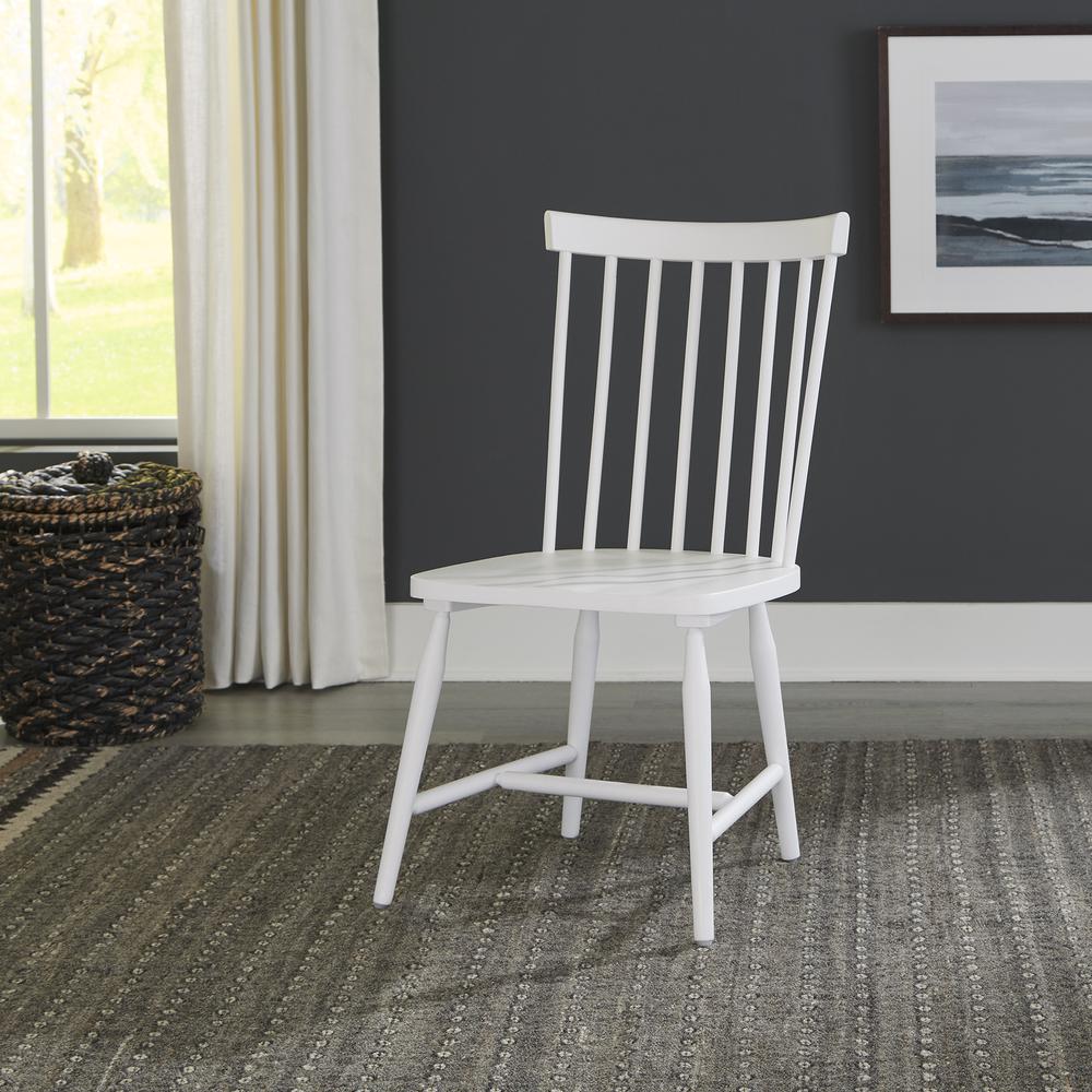 Spindle Back Side Chair In White Color