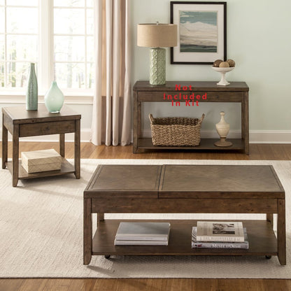 3 Piece Set (1-Cocktail 2-End Tables) in Poplar Solids and Cedar Veneers