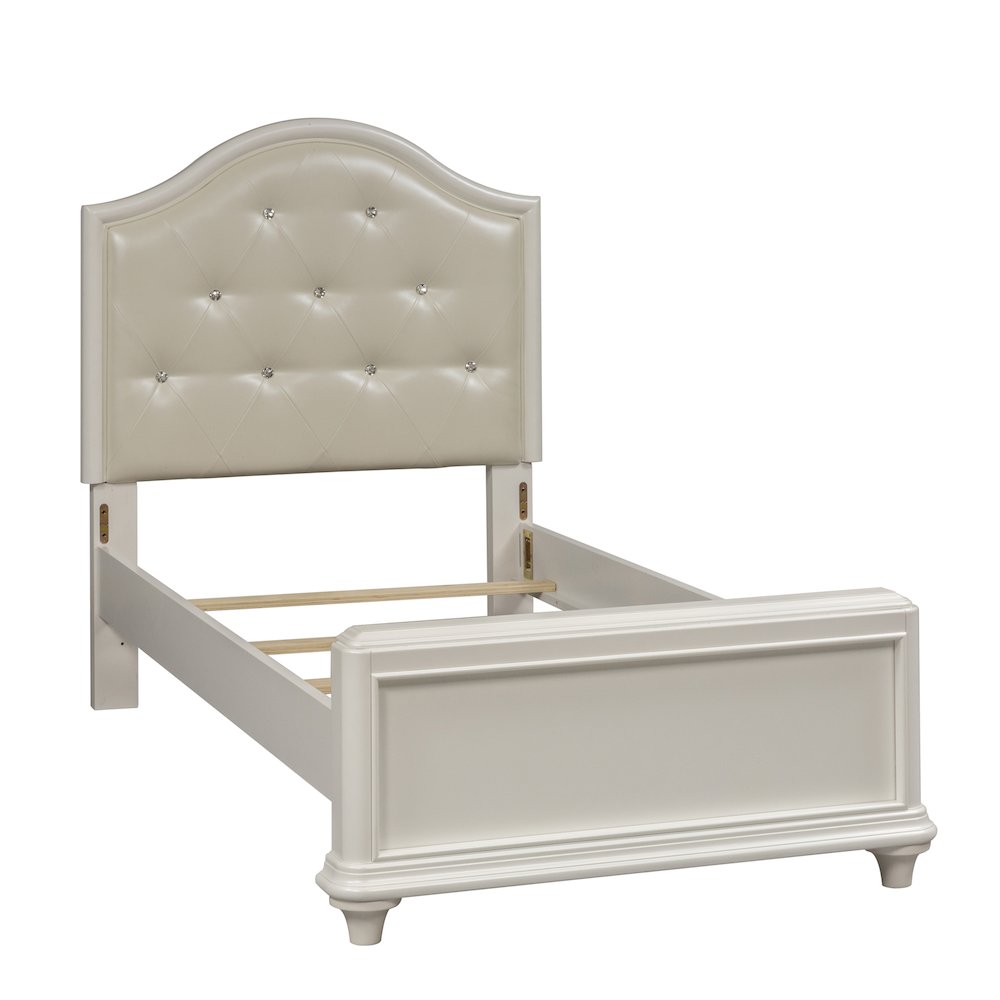 Twin Panel Bed, Dresser & Mirror in Poplar, Rubberwood, Cashew Solids, and MDF