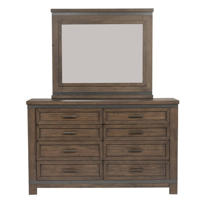 King Bookcase Bed, Dresser & Mirror in Rubberwood Solids and Mango Veneers