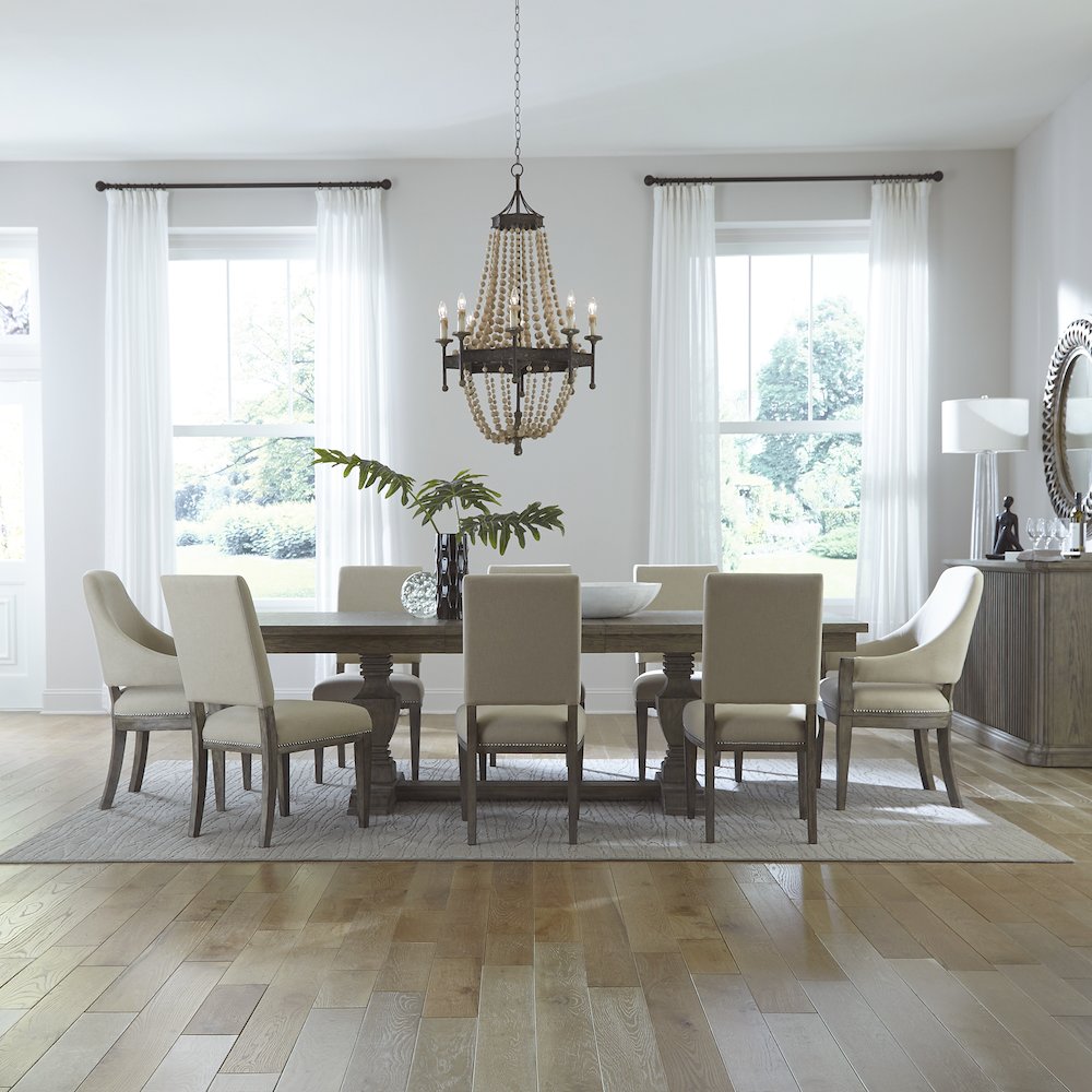 Westfield 9 Piece Trestle Table Set in Havana Brown color