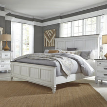 Queen Panel Bed, Dresser & Mirror, Night Stand - White w/ Charcoal Tops
