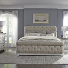 Abbey Park King Uph Sleigh Bed, Dresser & Mirror, Night Stand