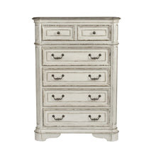 Magnolia Manor King California Upholstered Bed, Dresser & Mirror, Chest