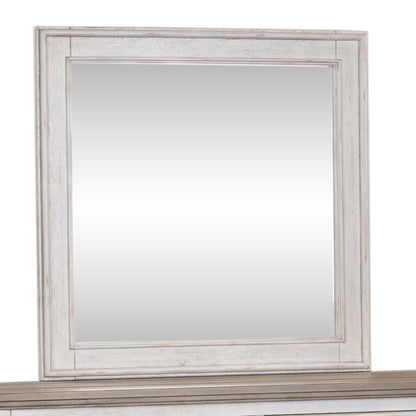 Heartland Landscape Mirror in Antique White w/ Tobacco Top