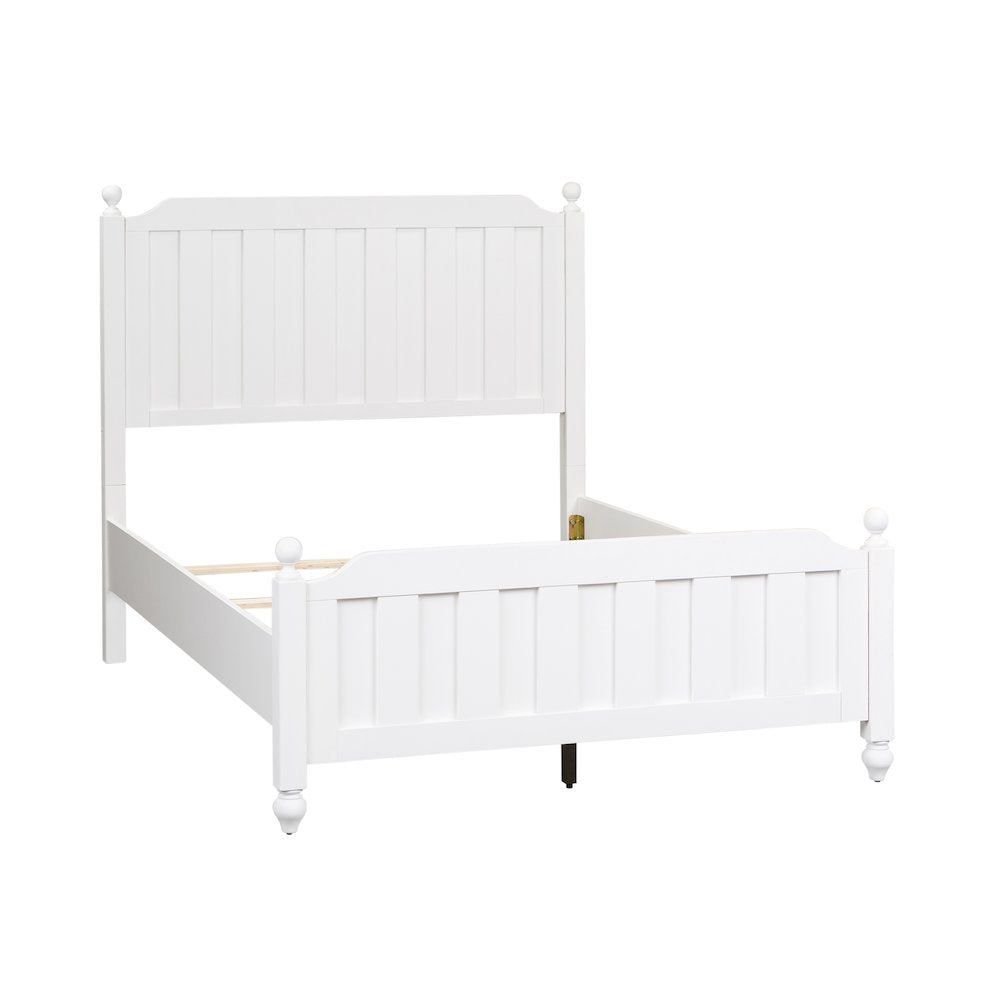 Full Panel Bed, Dresser & Mirror in Melamine & Rubberwood Solid Frame