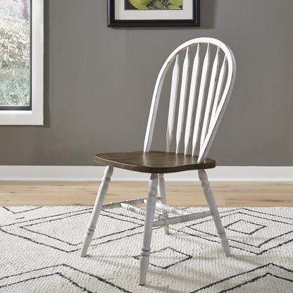 Carolina Crossing 5 Piece Pedestal Table Set- White in Rubberwood Solids