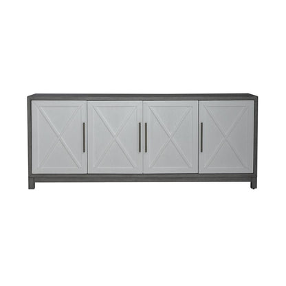 78 Inch TV Console Contemporary White in Two-Tone Shell White