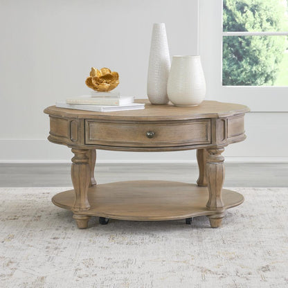 Magnolia Manor Round Cocktail Table in Weathered Bisque