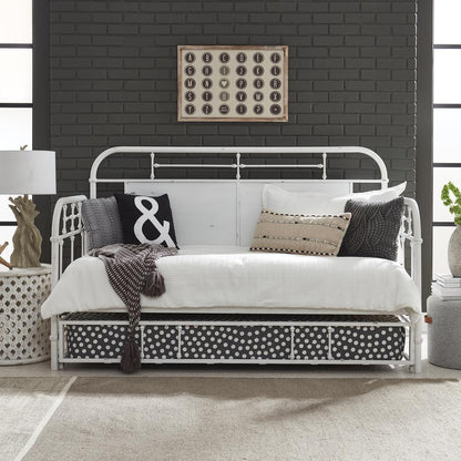 Vintage Series Twin Metal Trundle - Antique White in Distressed Metal