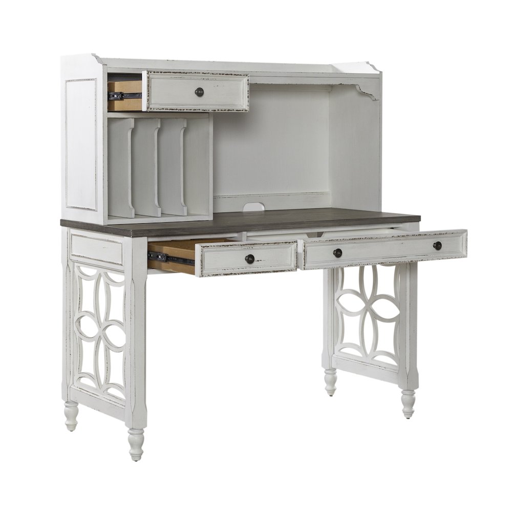 L Shaped Desk Set in Rubberwood Solids w/ White Oak & Birch Veneers
