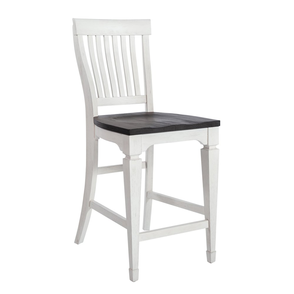 Allyson Park 5 Piece Gathering Table Set - Wirebrushed White w/ Charcoal Tops