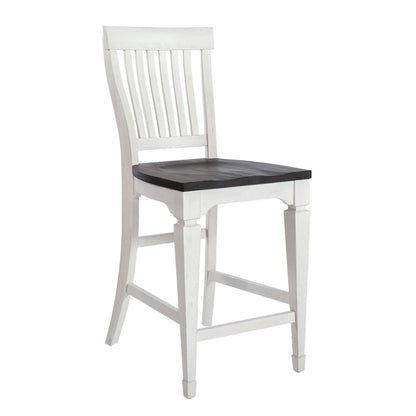 Allyson Park 5 Piece Gathering Table Set - Wirebrushed White w/ Charcoal Tops