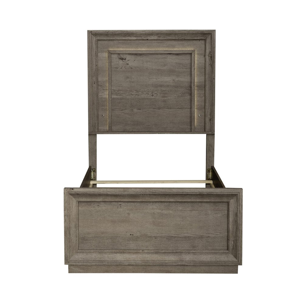Twin Panel Bed in Rubberwood Solids & Paper Laminate