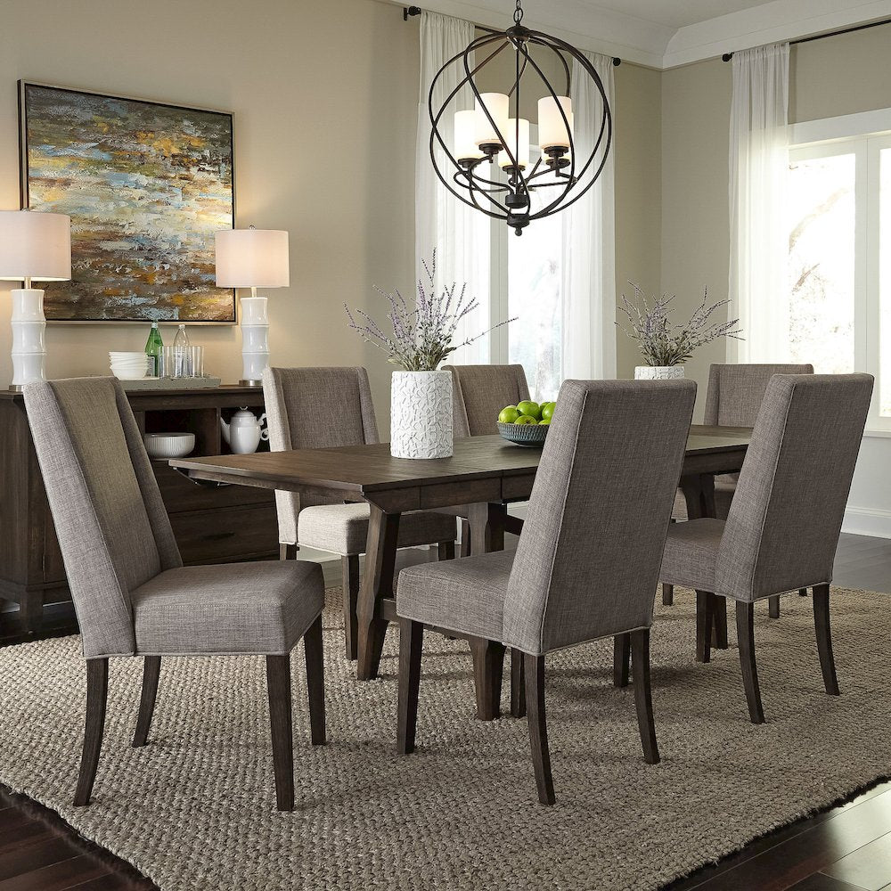 Opt 7 Piece Trestle Table Set in Rubberwood Solids and Acacia Veneers