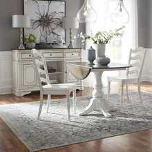 3 Piece Drop Leaf Table Dining Set w/ 2 Ladder Back Side Chairs - Antique White