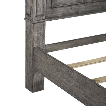 King Panel Bed in Rubberwood Solids w/ Birch Veneers