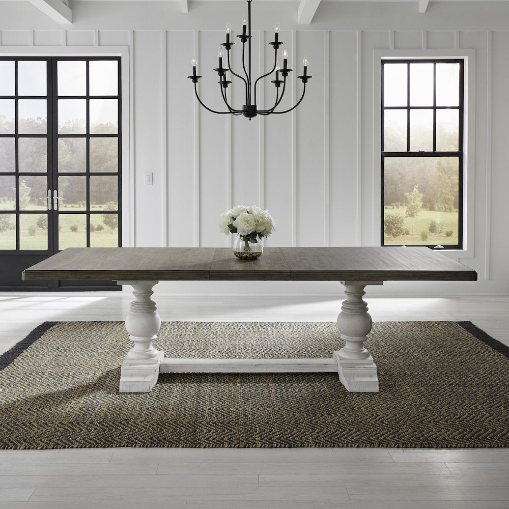 River Place Trestle Table Set in Pine Solids & Veneers