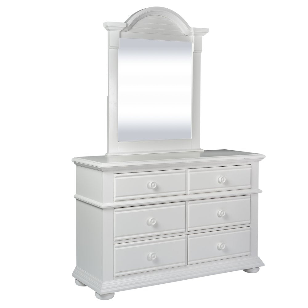 Twin Panel Bed, Dresser & Mirror in Pine Solids with Painted MDF & Wood Products