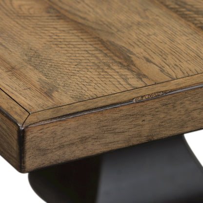 Harvest Home Trestle Table in Rubberwood Solids w/ Knotty White Oak Veneers
