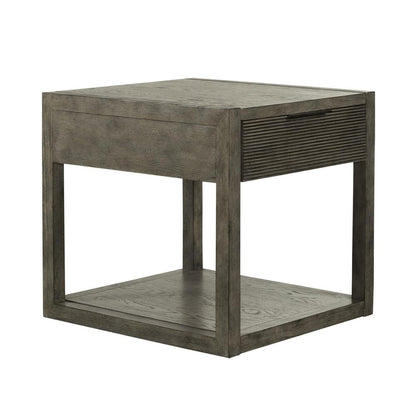 Liberty Furniture Bartlett Field End Table in Driftwood in Dusty Taupe Finish