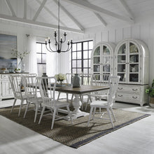 River Place River Place 9 Piece Trestle Table Set - Riverstone White & Tobacco