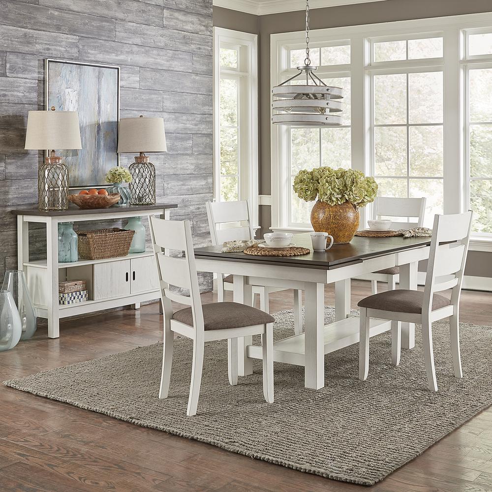 Brook Bay Optional 5 Piece Trestle Table Set in Textured White