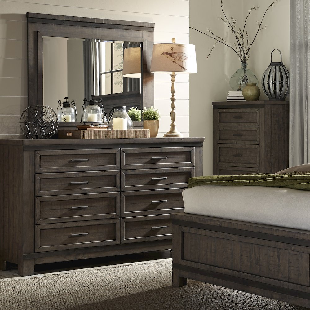 Thornwood Hills King Two Sided Storage Bed, Dresser & Mirror