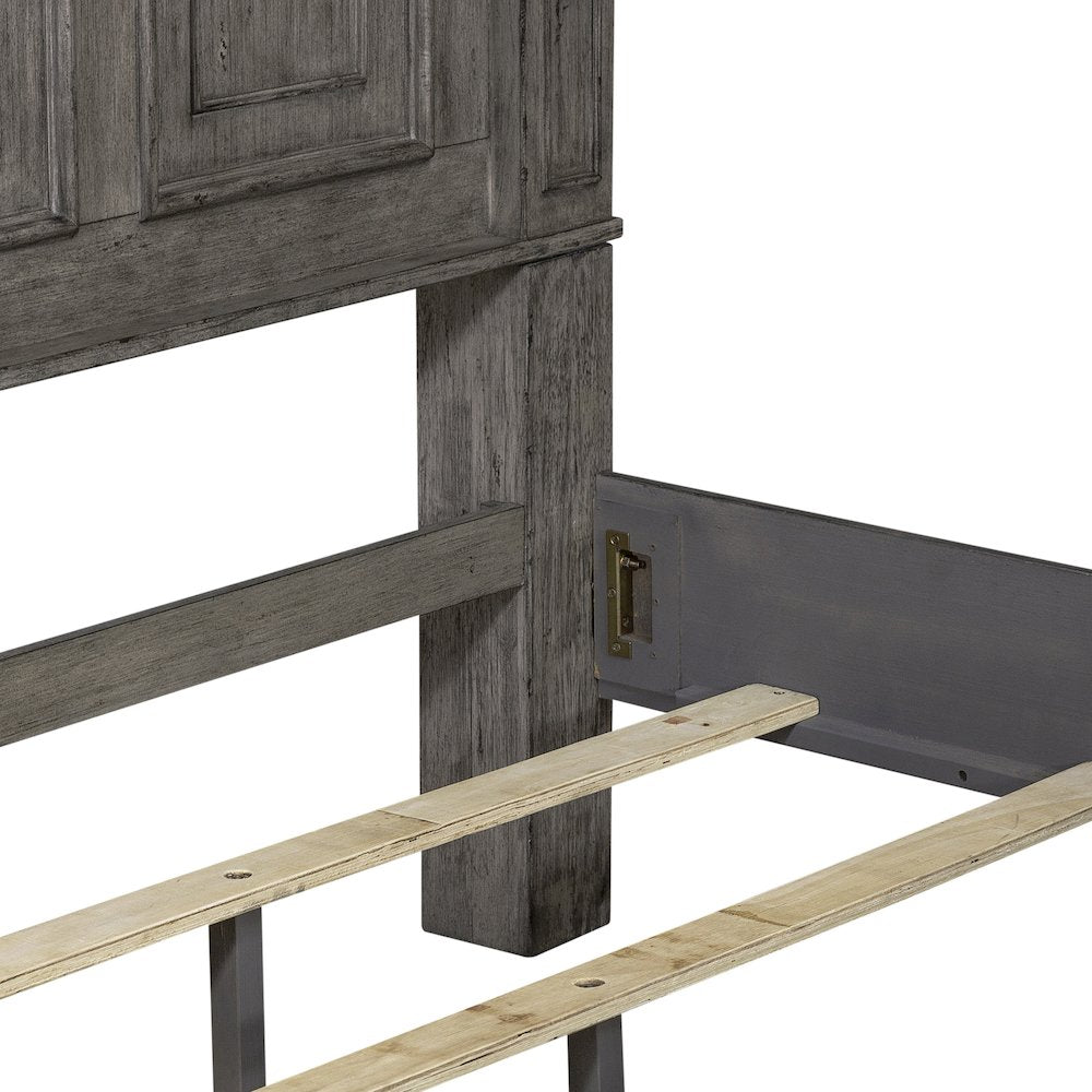 King Panel Bed in Rubberwood Solids w/ Birch Veneers