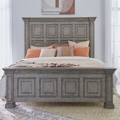 Big Valley Queen Panel Bed in Rubberwood Solids w/ Birch Veneers