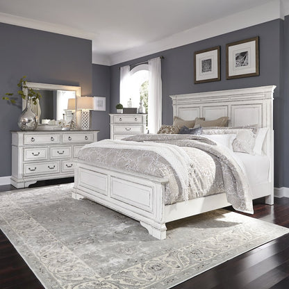 Abbey Park Queen Panel Bed, Dresser & Mirror, Chest